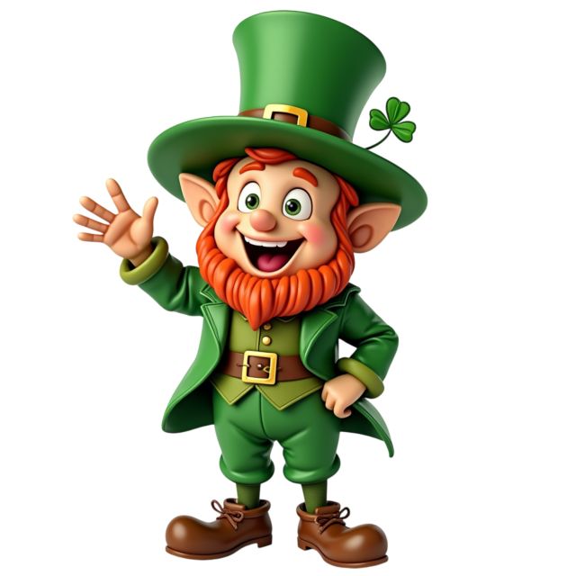 —Pngtree—cheerful leprechaun waving with a 19935544